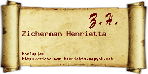 Zicherman Henrietta névjegykártya